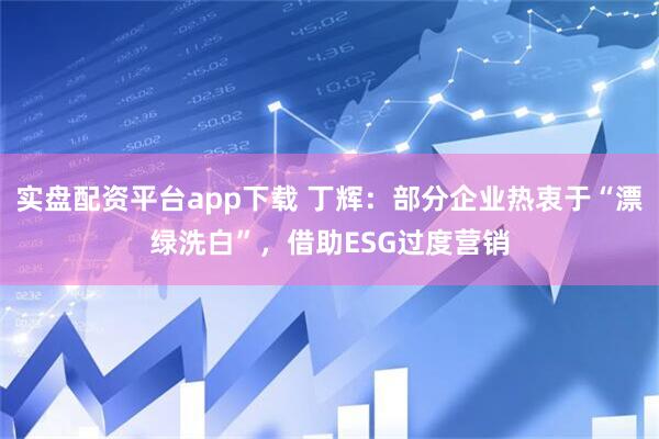 实盘配资平台app下载 丁辉：部分企业热衷于“漂绿洗白”，借助ESG过度营销